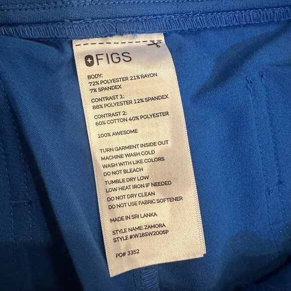 FIGS WOMENS ROYAL BLUE SCRUB PANTS LARGE PETITE - Picture 6 of 10